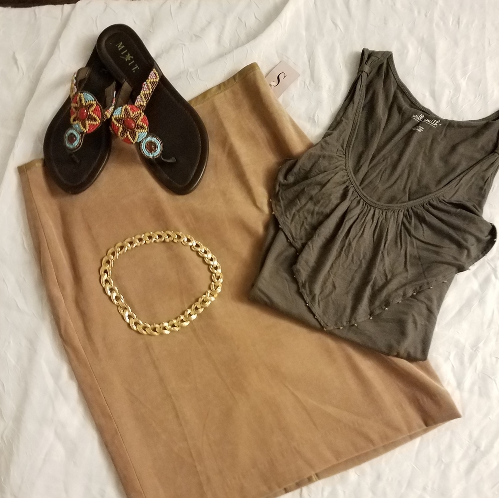 Tan Pencil Skirt